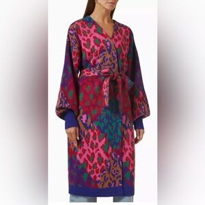 Farm rio long knit cardigan animal print XS